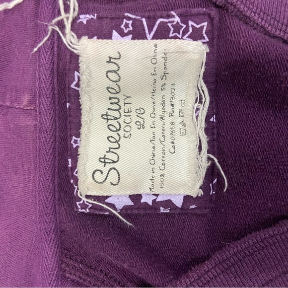 Y2K Sreetwear Society Deep Purple V-neck Hoodie - Picture 3 of 4
